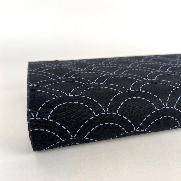 Washout Sashiko - Seigaiha - Black