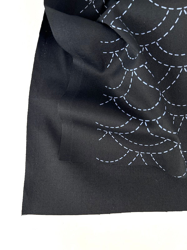 Washout Sashiko - Seigaiha - Black