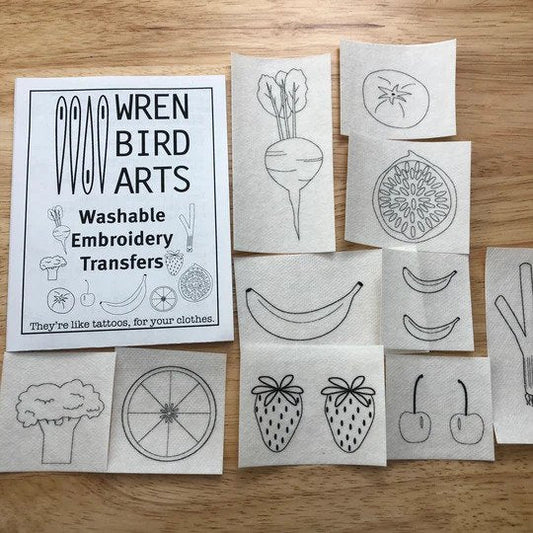Wren Bird Arts - Washable Mending Transfers - Fruit and Veggies